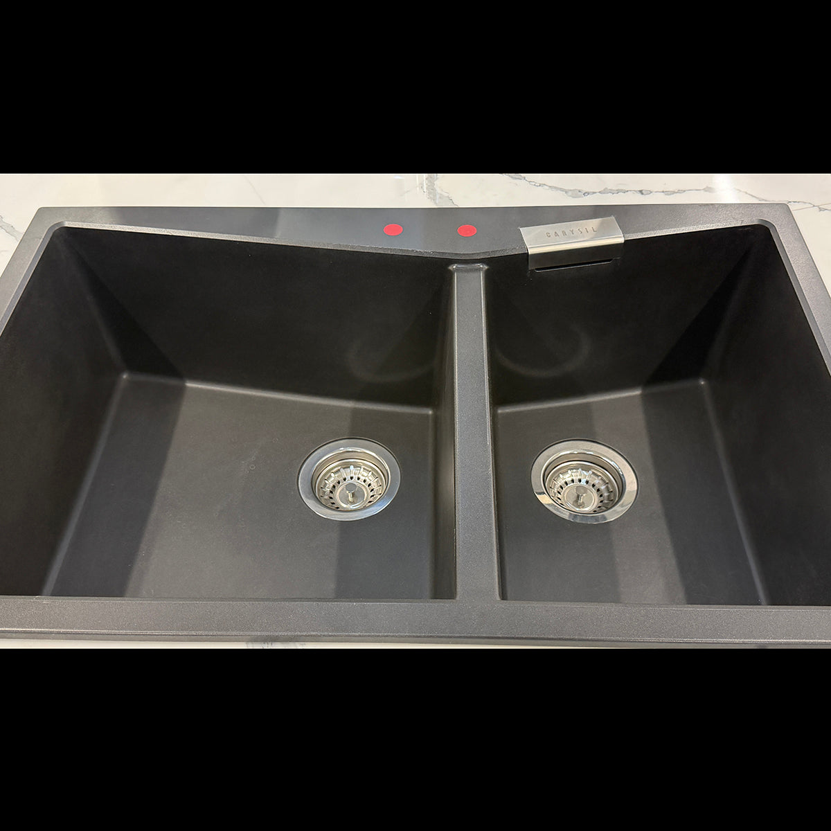 Carysil Granite Double Bowl Kitchen Sink with Overflow 800x500mm - Black