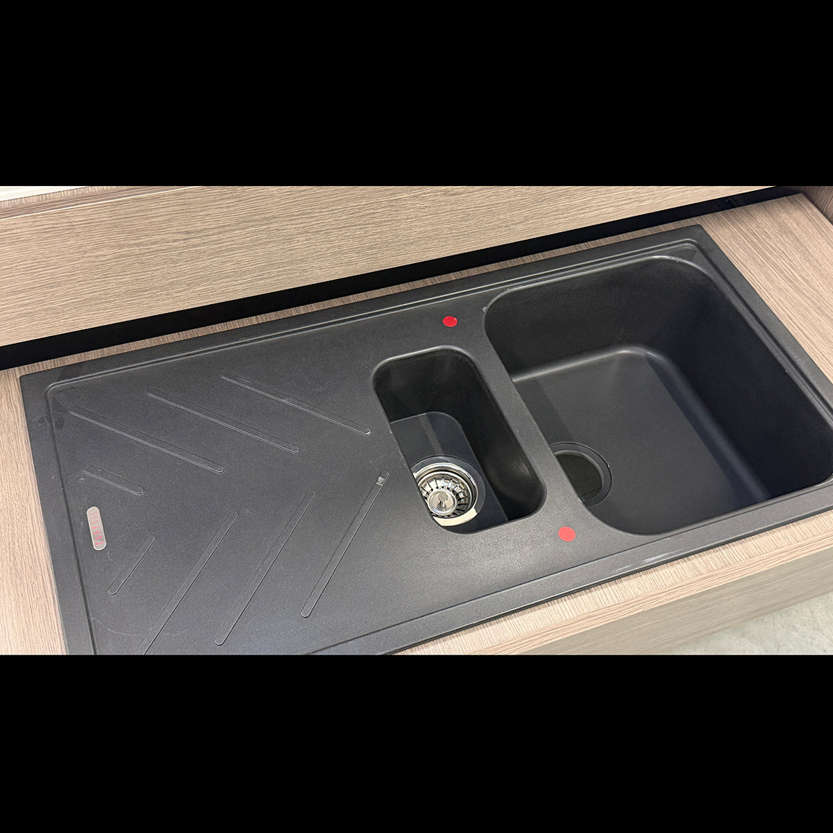 Carysil Granite 1 & 1/4 Bowl Stone Kitchen Sink with Drainboard - Beethoven D150 - Black