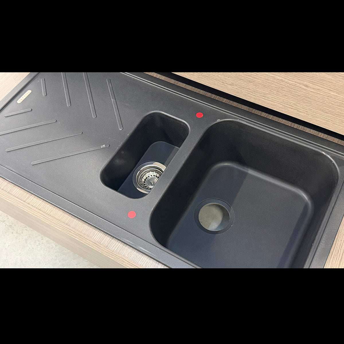 Carysil Granite 1 & 1/4 Bowl Stone Kitchen Sink with Drainboard - Beethoven D150 - Black
