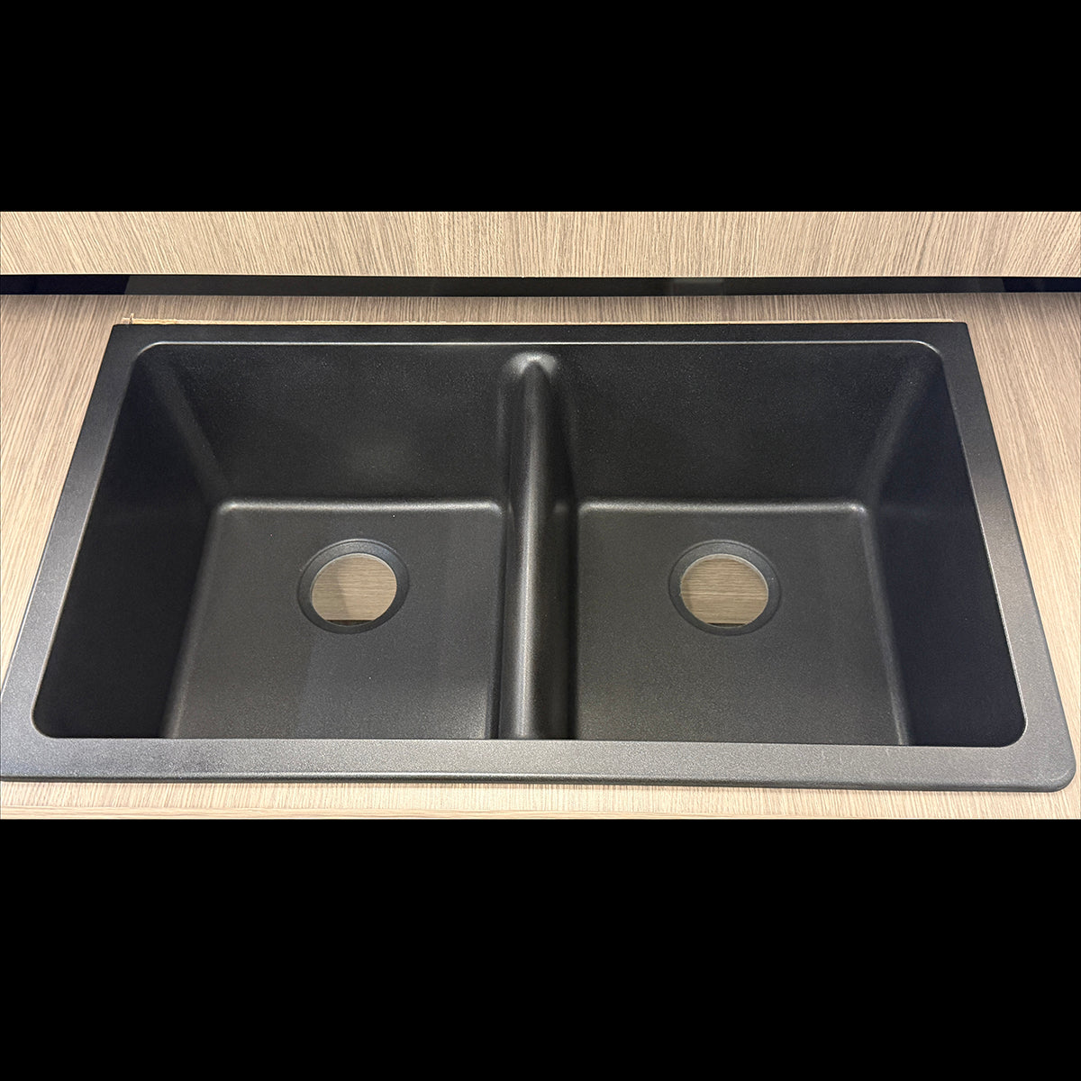 Granite Arete Stone Double Bowl Kitchen Sink 838x476mm - Black