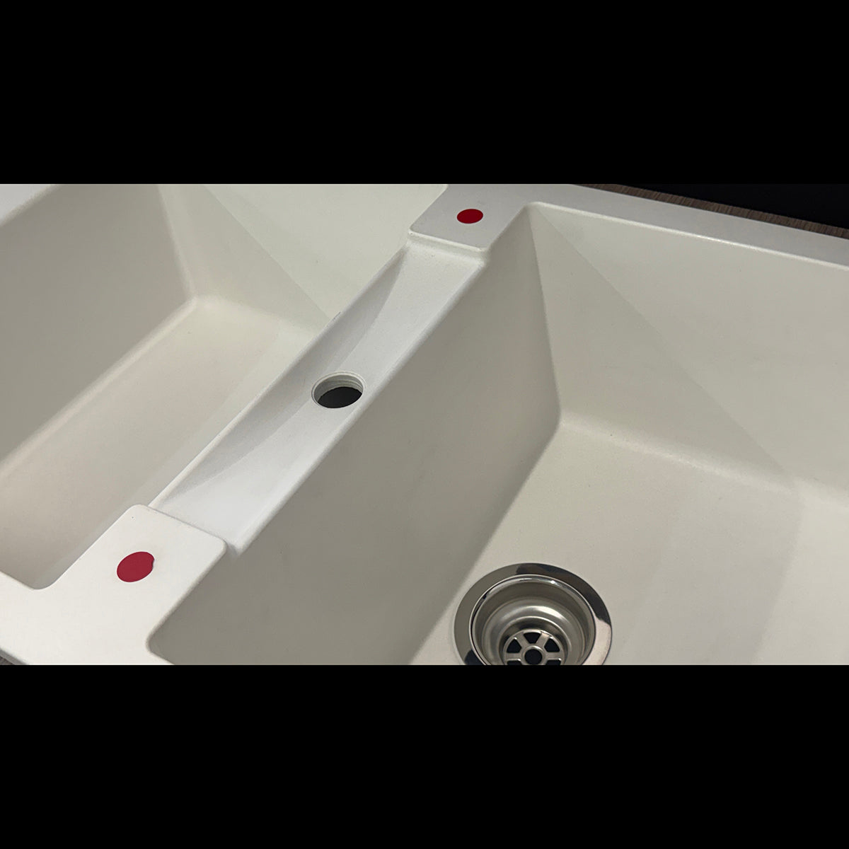 Carysil Granite Stone Double Bowl Kitchen Sink with Drainboard and Overflow 1150x500mm - White