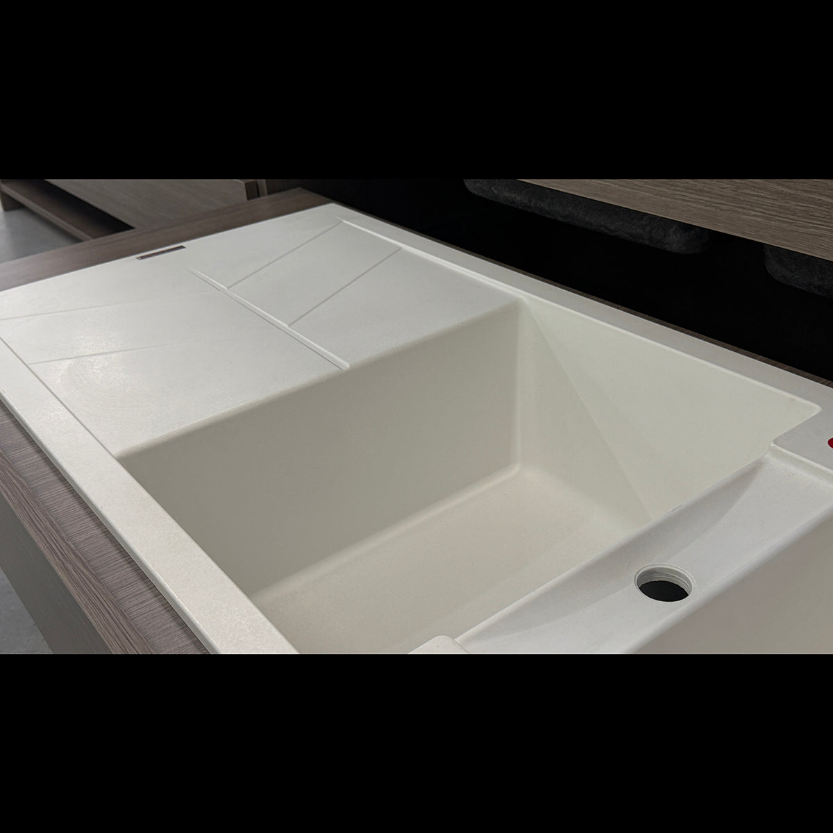 Carysil Granite Stone Double Bowl Kitchen Sink with Drainboard and Overflow 1150x500mm - White