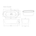 Load image into Gallery viewer, 1500mm ISEO Series 1500mm Ultra-Slim Freestanding Acrylic Bathtub dimensions diagram
