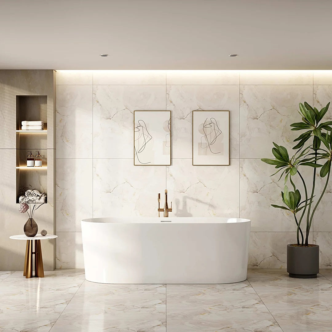 ISEO Series 1500mm Ultra-Slim Freestanding Acrylic Bathtub side view