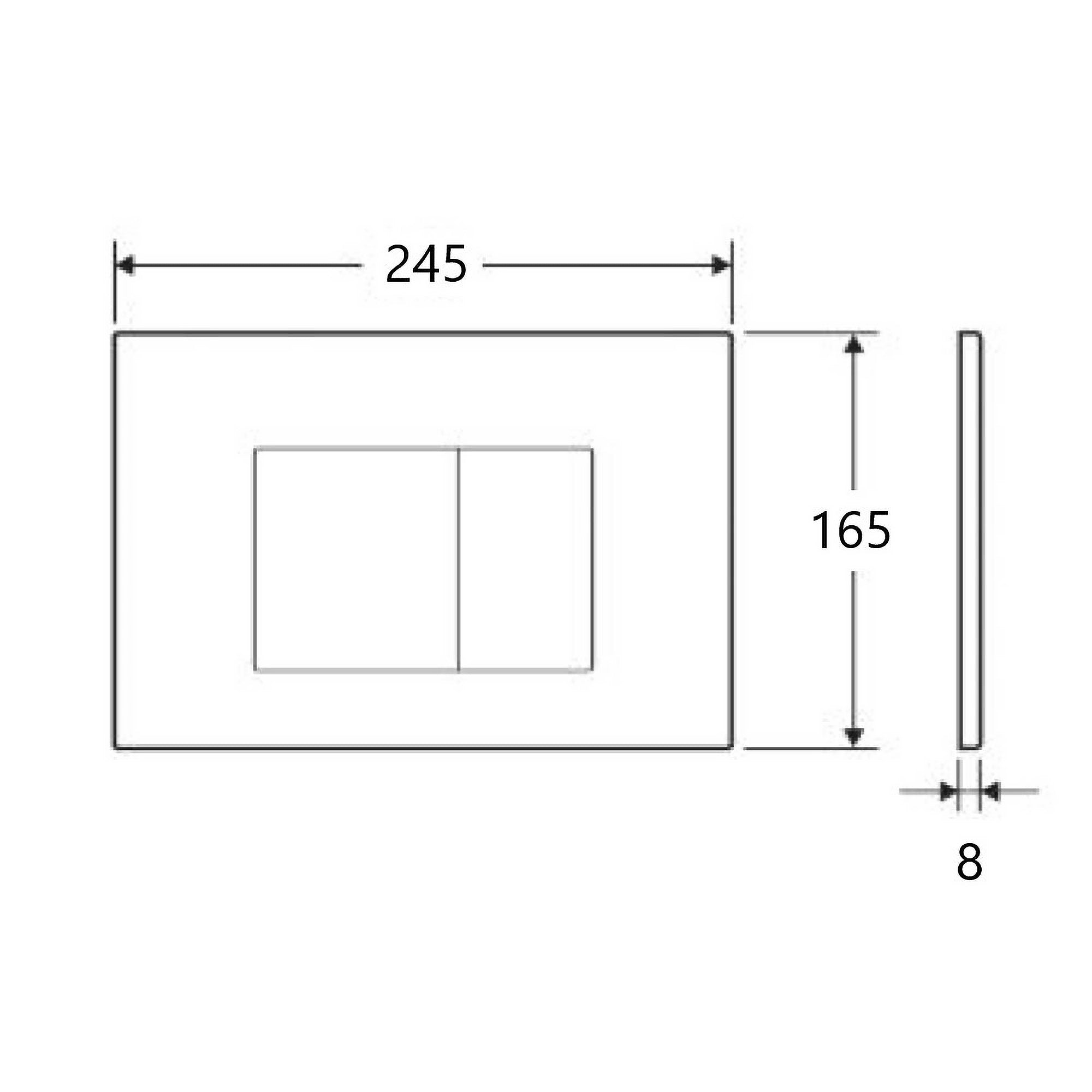R&T Dual Flush Push Plate Square Button – Chrome