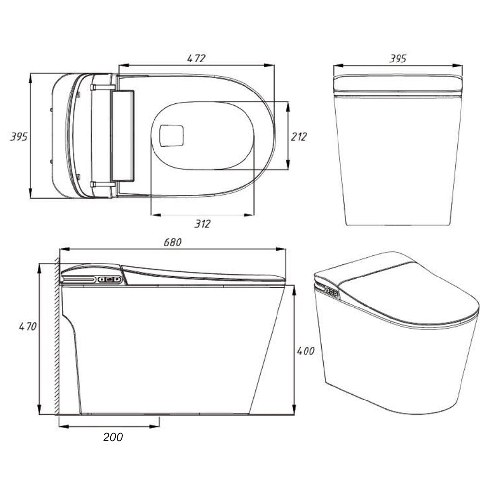 Aquaperla K69 Smart Toilet Suite with Auto Open Lid & Bidet -  White