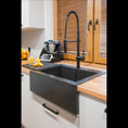 Load image into Gallery viewer, Laveo Komodo Granite Stone Single Bowl Farmhouse Sink with Overflow 580x490mm - Black

