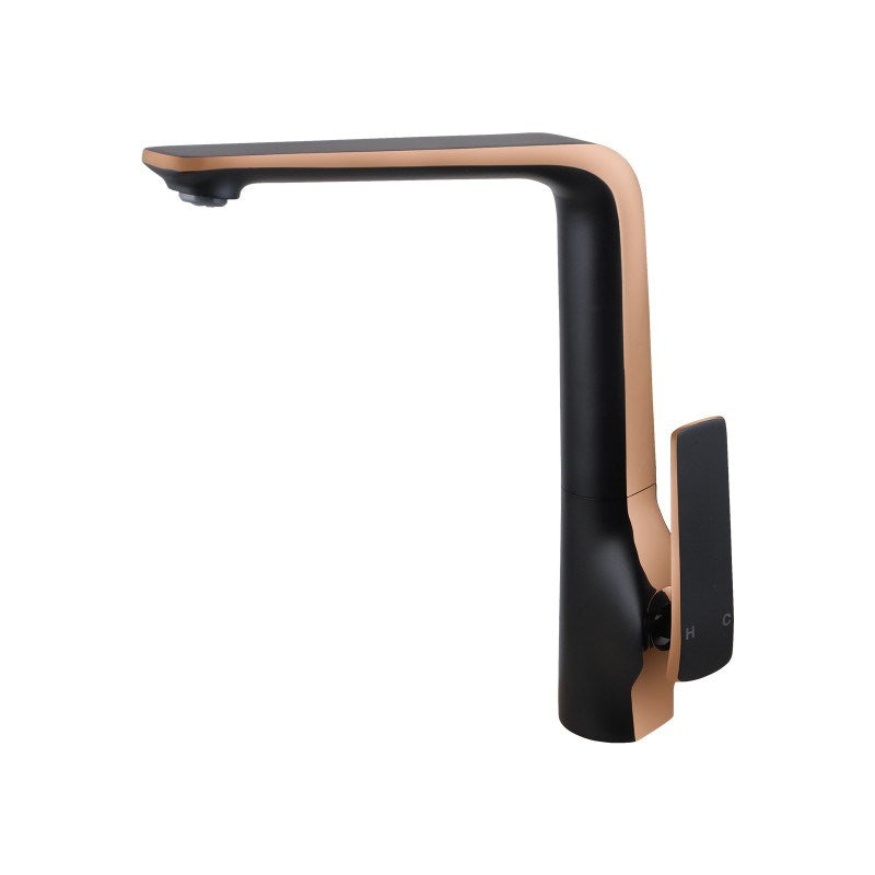 Gooseneck Kitchen Mixer - Black & Rose Gold | ESPERIA