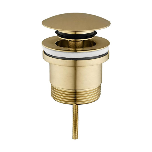 Solid Brass Universal Pop-Up Waste with Overflow - Light Brushed Brass Gold