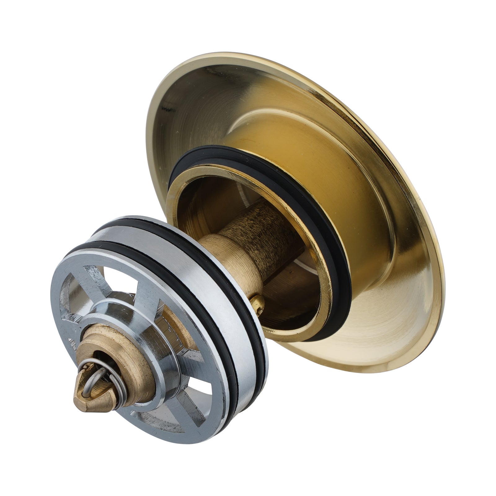 Solid Brass Universal Pop-Up Waste with Overflow - Light Brushed Brass Gold