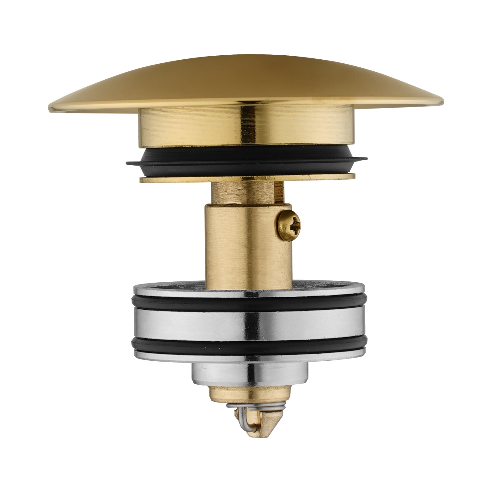 Solid Brass Universal Pop-Up Waste with Overflow - Light Brushed Brass Gold