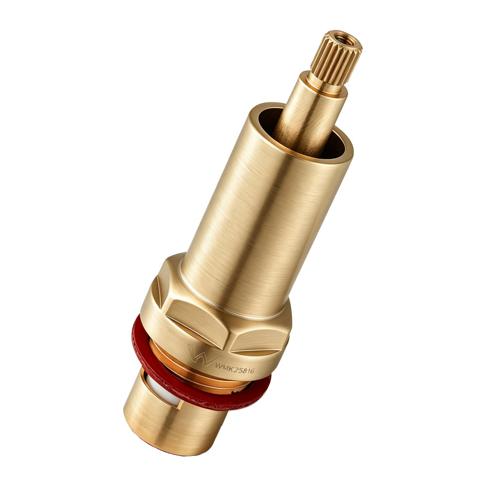 Brass Circle Wall Taps One Pair - Light Brushed Brass Gold