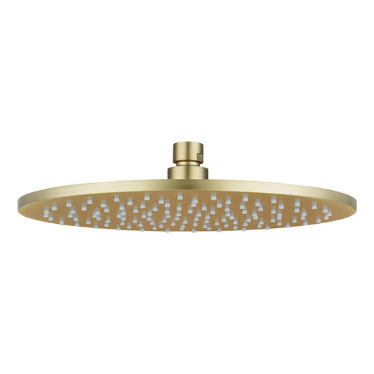 Solid Brass 250mm Shower Head Round - Light Brushed Brass Gold
