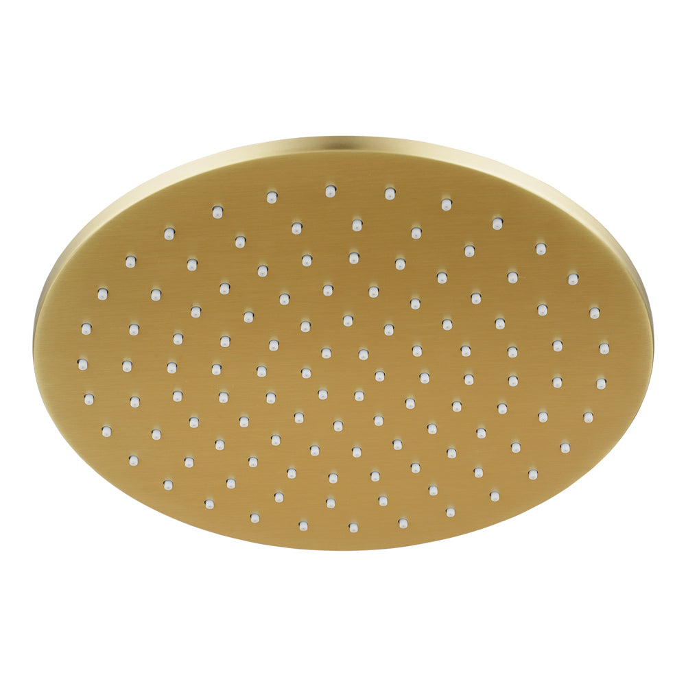 Solid Brass 250mm Shower Head Round - Light Brushed Brass Gold