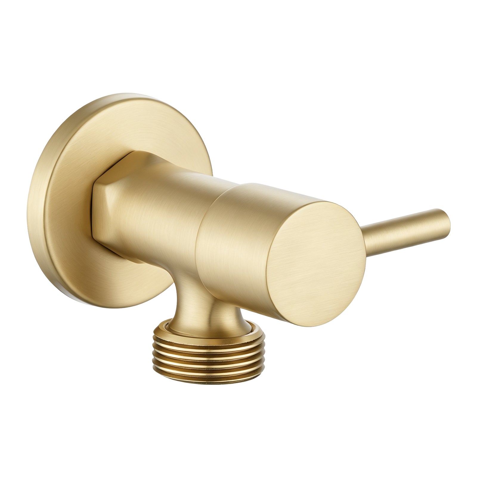 Brass Washing Machine Stop Tap – Round 1/4 Turn – Light Brushed Brass
