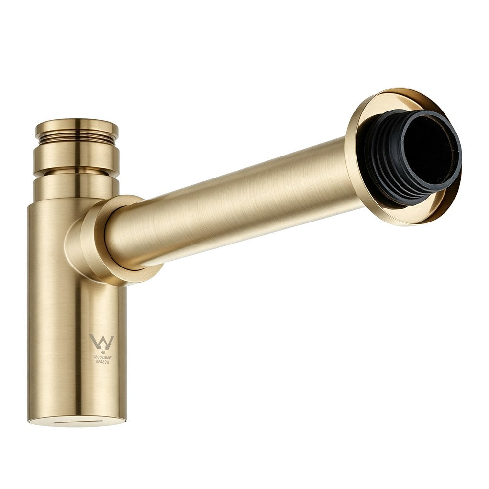 Solid Brass Round Bottle Trap G1 1/2" - Light Brushed Brass
