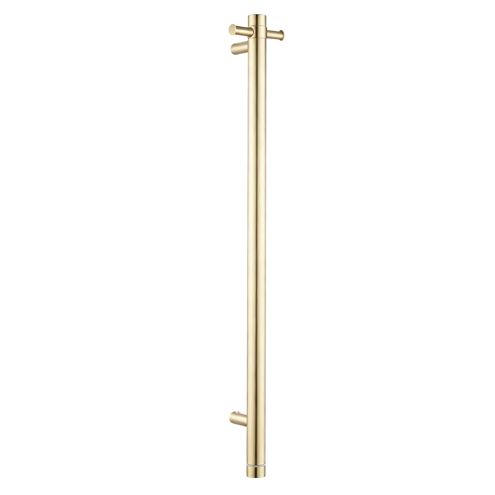 Stainless Steel Electric Heated Towel Rack Single Bar Vertical with Timer - Light Brushed Brass Gold