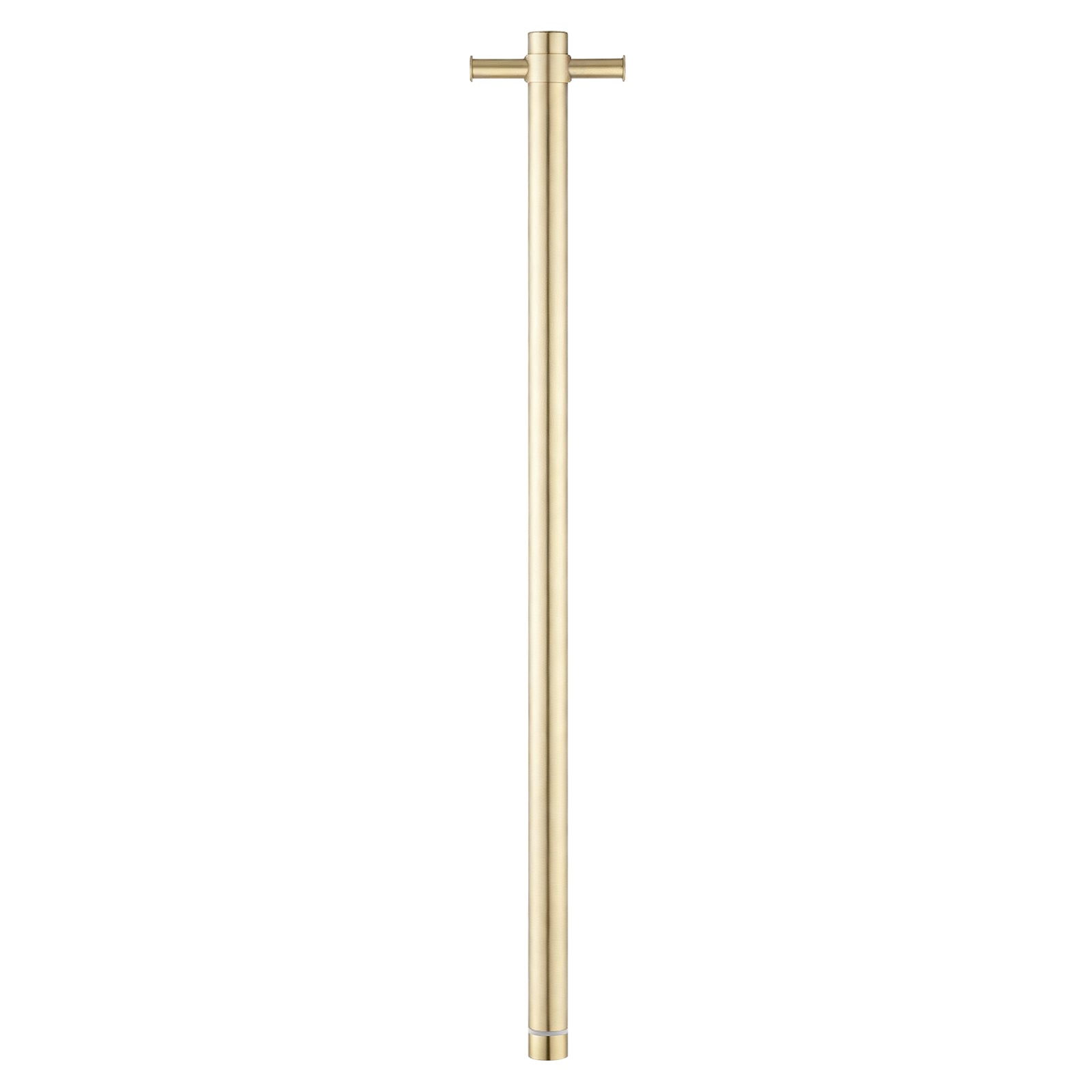Stainless Steel Electric Heated Towel Rack Single Bar Vertical with Timer - Light Brushed Brass Gold