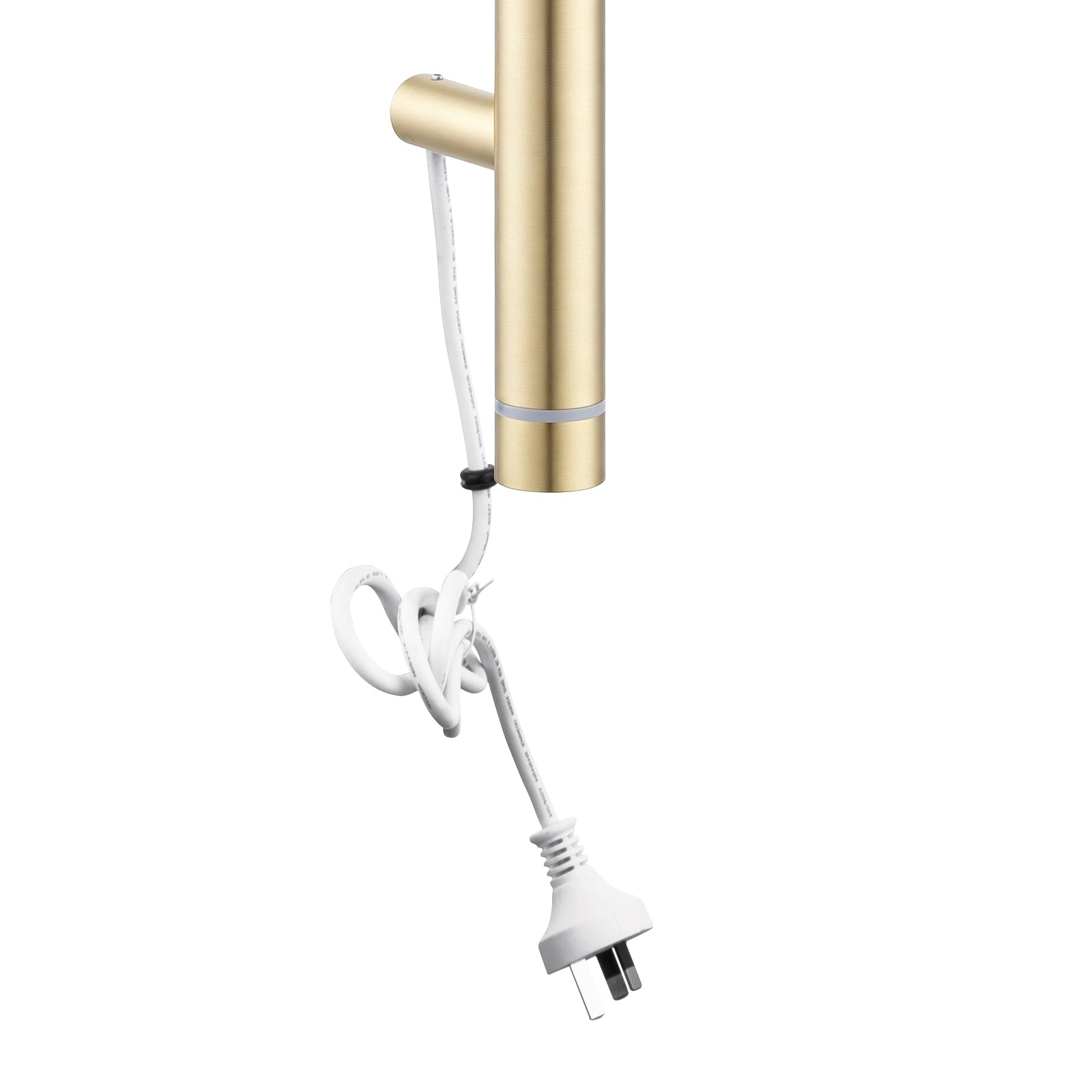 Stainless Steel Electric Heated Towel Rack Single Bar Vertical with Timer - Light Brushed Brass Gold