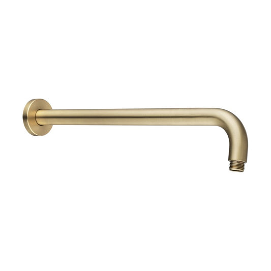 Stainless Steel 400mm Round Wall Shower Arm – Light Brushed Brass Gold