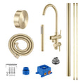 Load image into Gallery viewer, Solid Brass Freestanding Handheld Shower Head & Swivel Spout Tap - Light Brushed Brass
