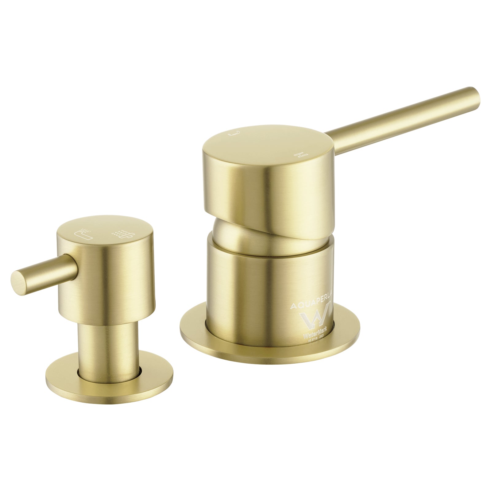 LUCID PIN Wall Diverter Mixer with Separate Cover Plate - Light Brushed Brass