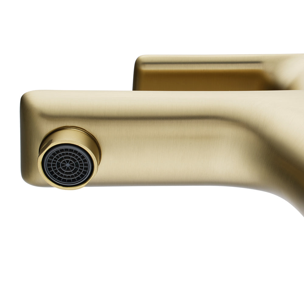 Solid Brass Short Basin Mixer - Light Brushed Brass Gold - VOG