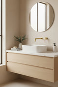 Load image into Gallery viewer, Gold bathroom faucet and handle set on a white background
