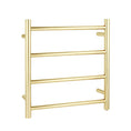 Load image into Gallery viewer, Stainless Steel Heated Towel Rack 4 Bars Round - Light Brushed Brass Gold
