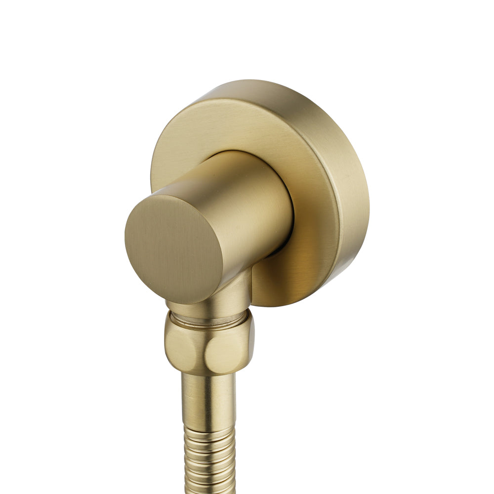 Stainless Steel & Solid Brass Shower Rail with Handheld Shower - Light Brushed Brass Gold