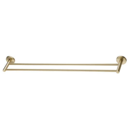 Stainless Steel 790mm Double Towel Rail - Light Brushed Brass Gold - LUCID PIN