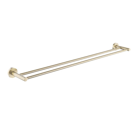 Stainless Steel 790mm Double Towel Rail - Light Brushed Brass Gold - LUCID PIN