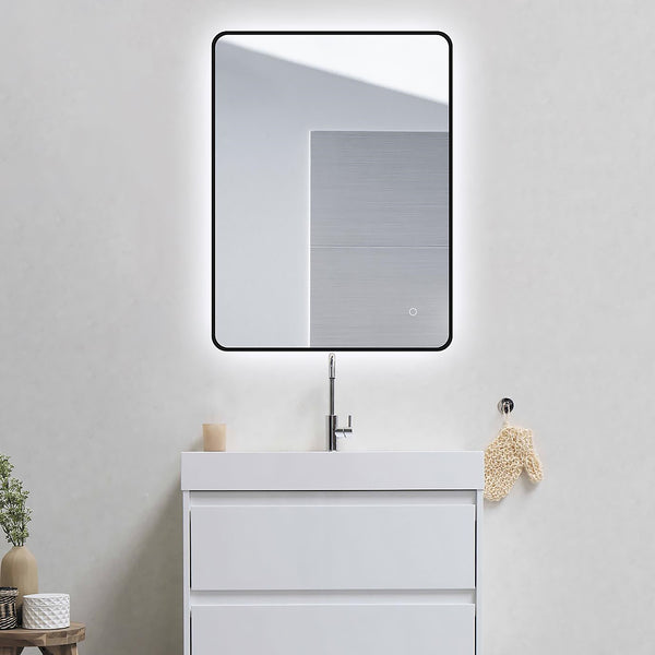 Matte Black Framed Backlit LED Mirror 810 × 610 mm