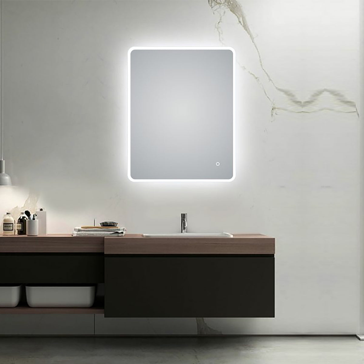 Backlit LED Bathroom Mirror with Frosted Edge - 600mm | 900mm | 1200mm | 1500mm