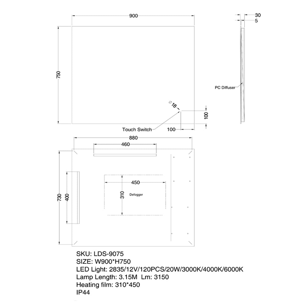 Backlit Rectangular LED Bathroom Mirror - 600mm | 900mm | 1200mm