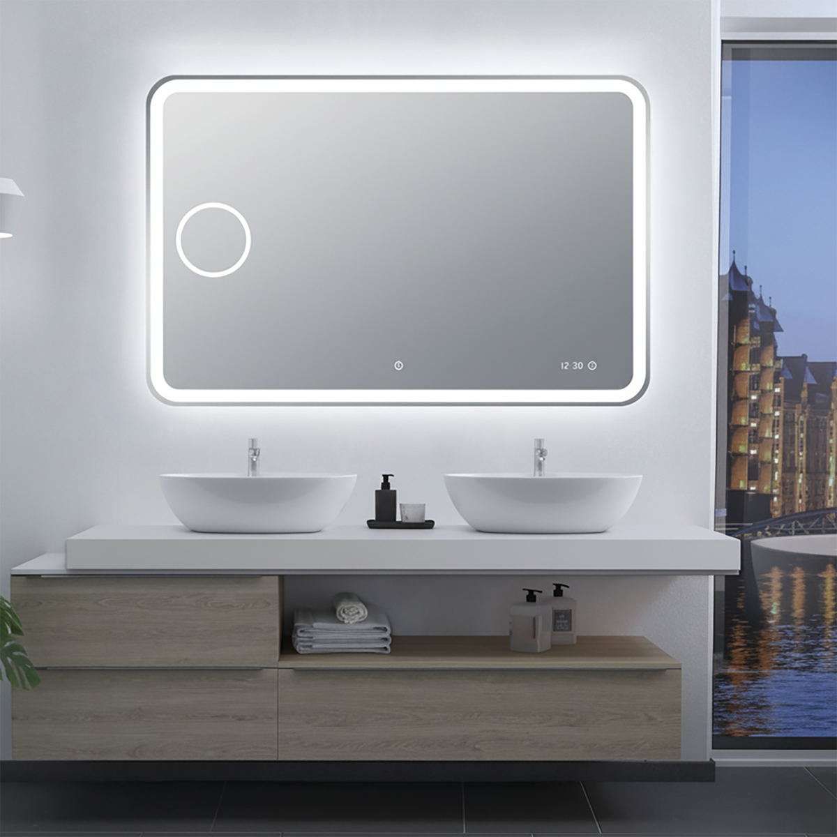 Curved Rim Rectangular Front-Lit LED Mirror - 900mm | 1200mm | 1500mm