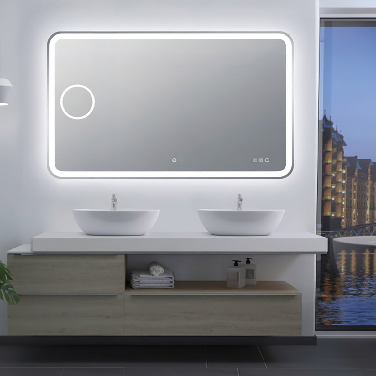 Curved Rim Rectangular Front-Lit LED Mirror - 900mm | 1200mm | 1500mm