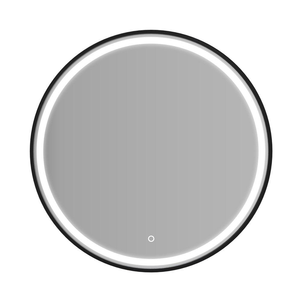 900mm Round LED Dressing Mirror with Black Frame