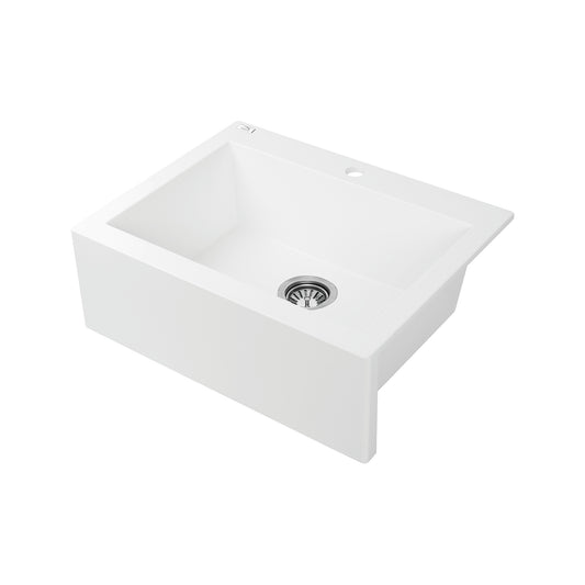 Laveo Komodo Granite Stone Single Bowl Kitchen Sink 490x550x220mm - White