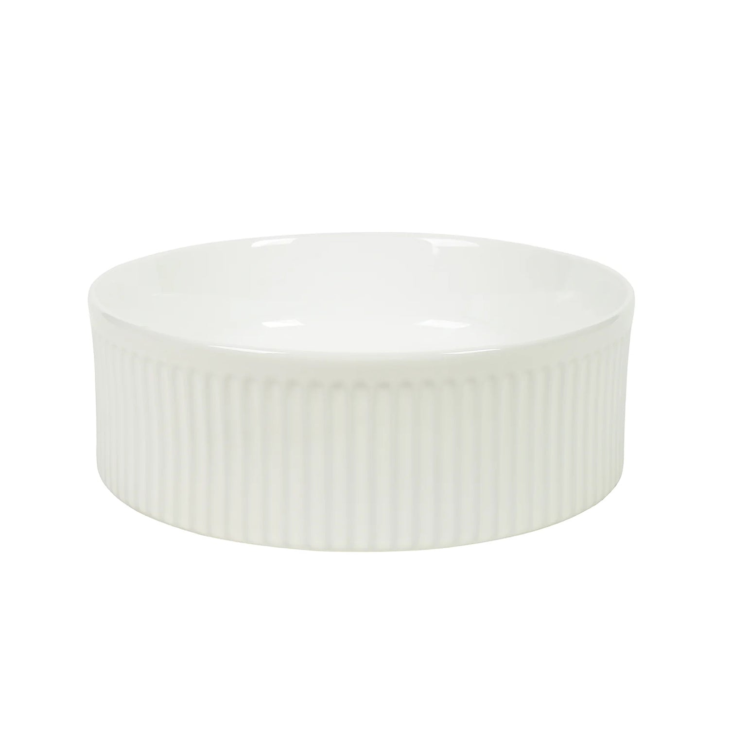 CLAYA Lucid-37 Fluted Ceramic Above Counter Basin – Gloss White