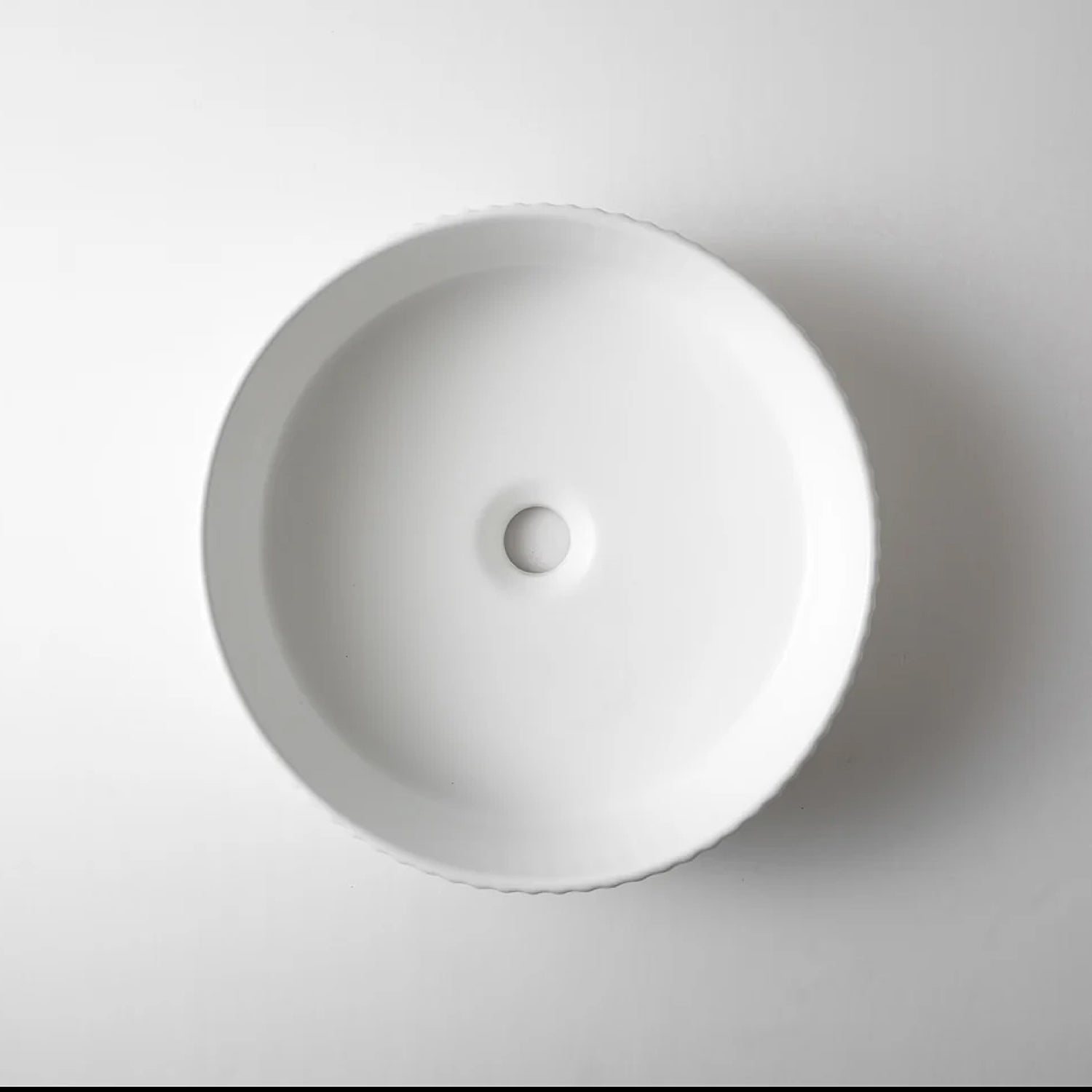 CLAYA Lucid-40 Fluted Ceramic Above Counter Basin – Matte White