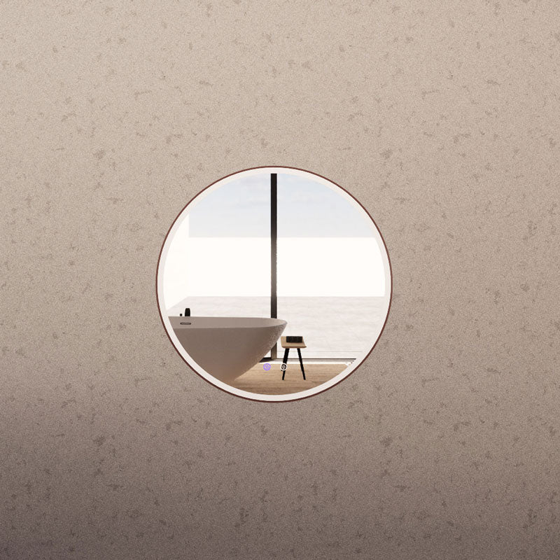 Brushed copper round LED bathroom mirror product view