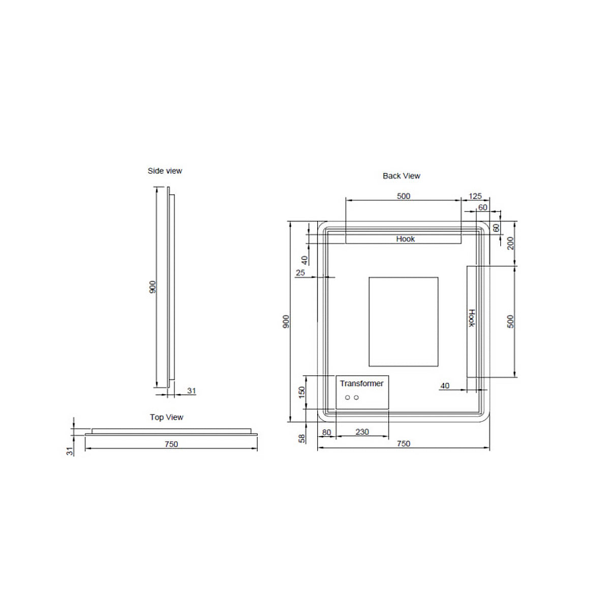 Front & Back-Lit Framed Rectangle LED Mirror in Brushed Copper - 600mm | 900mm | 1200mm | 1500mm