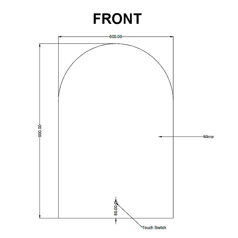 Carysil Arch Backlit LED Mirror 600 × 900 mm