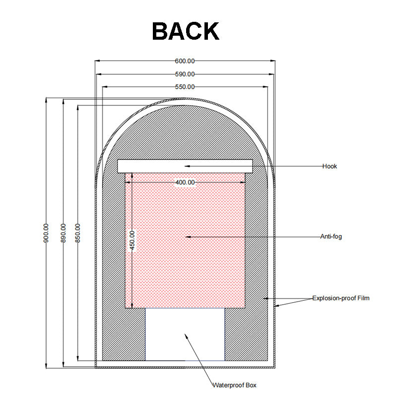 Carysil Arch Backlit LED Mirror 600 × 900 mm
