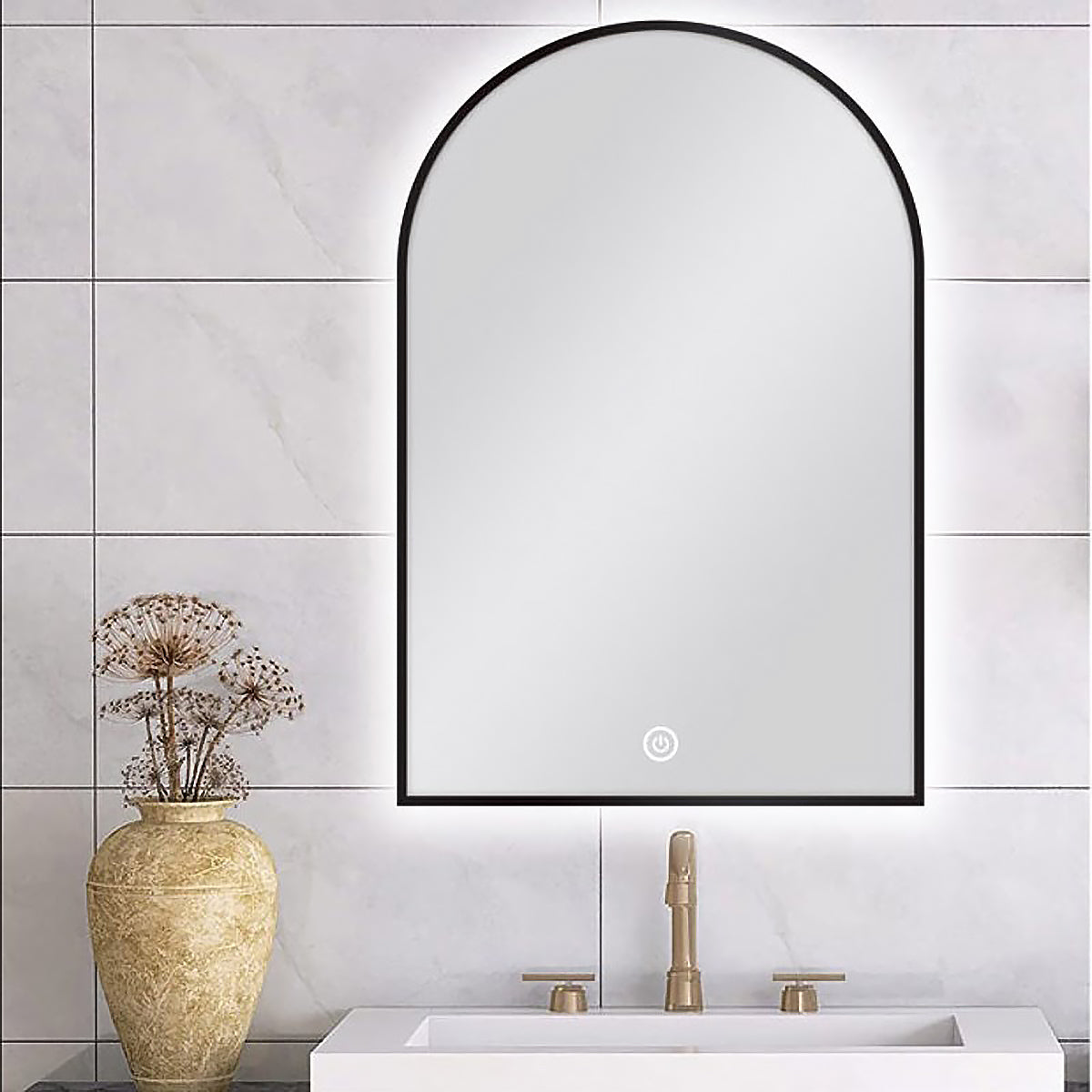 Carysil Arch Black Frame Backlit LED Mirror 600 × 900 mm