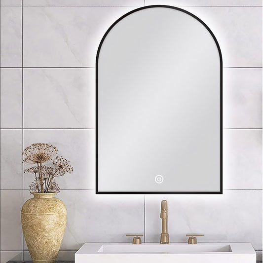 Carysil Arch Black Frame Backlit LED Mirror 600 × 900 mm