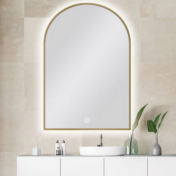 Carysil Arch Gold Frame Backlit LED Mirror 600 × 900 mm