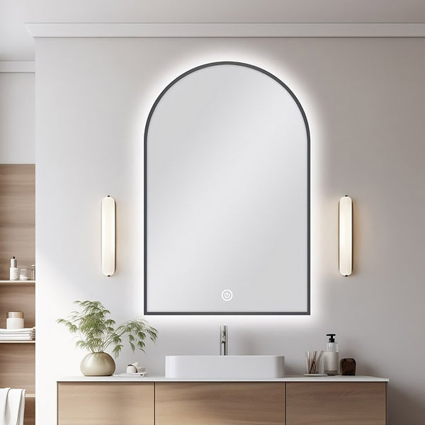 Carysil Arch Gunmetal Frame Backlit LED Mirror 600 × 900 mm