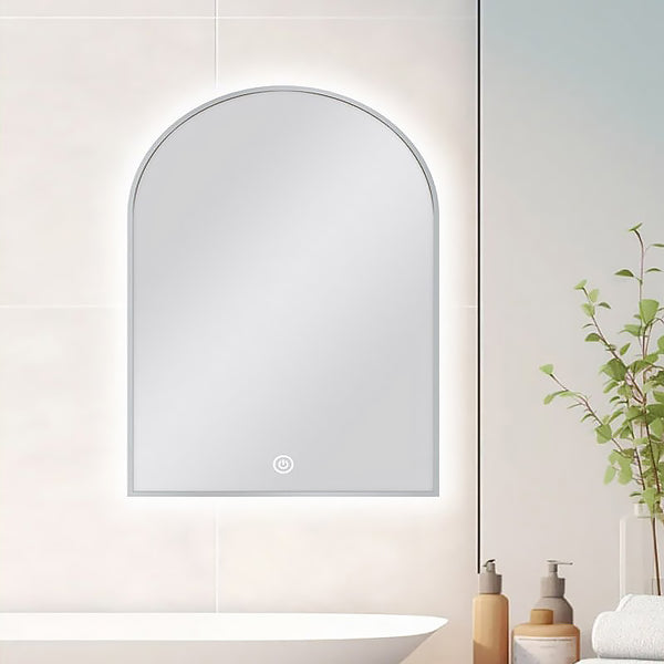 Carysil Arch Brushed Nickel Frame Backlit LED Mirror 600 × 900 mm